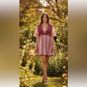 NWOT Free People under the sun back cut out tunic flutter sleeves boho Pockets S